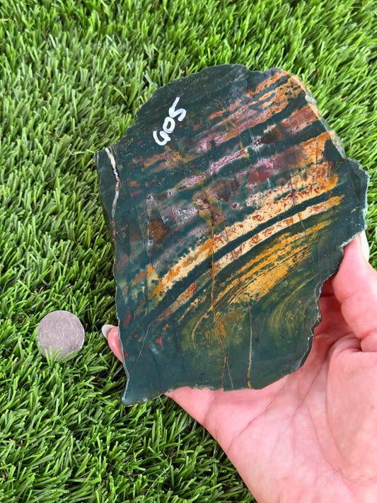 Green Jasper with Tiger Stripes Slabs M605-611