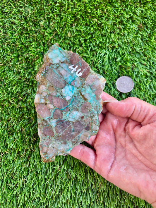 Desert Mosaic Puddingstone with Malachite Slabs A46-49