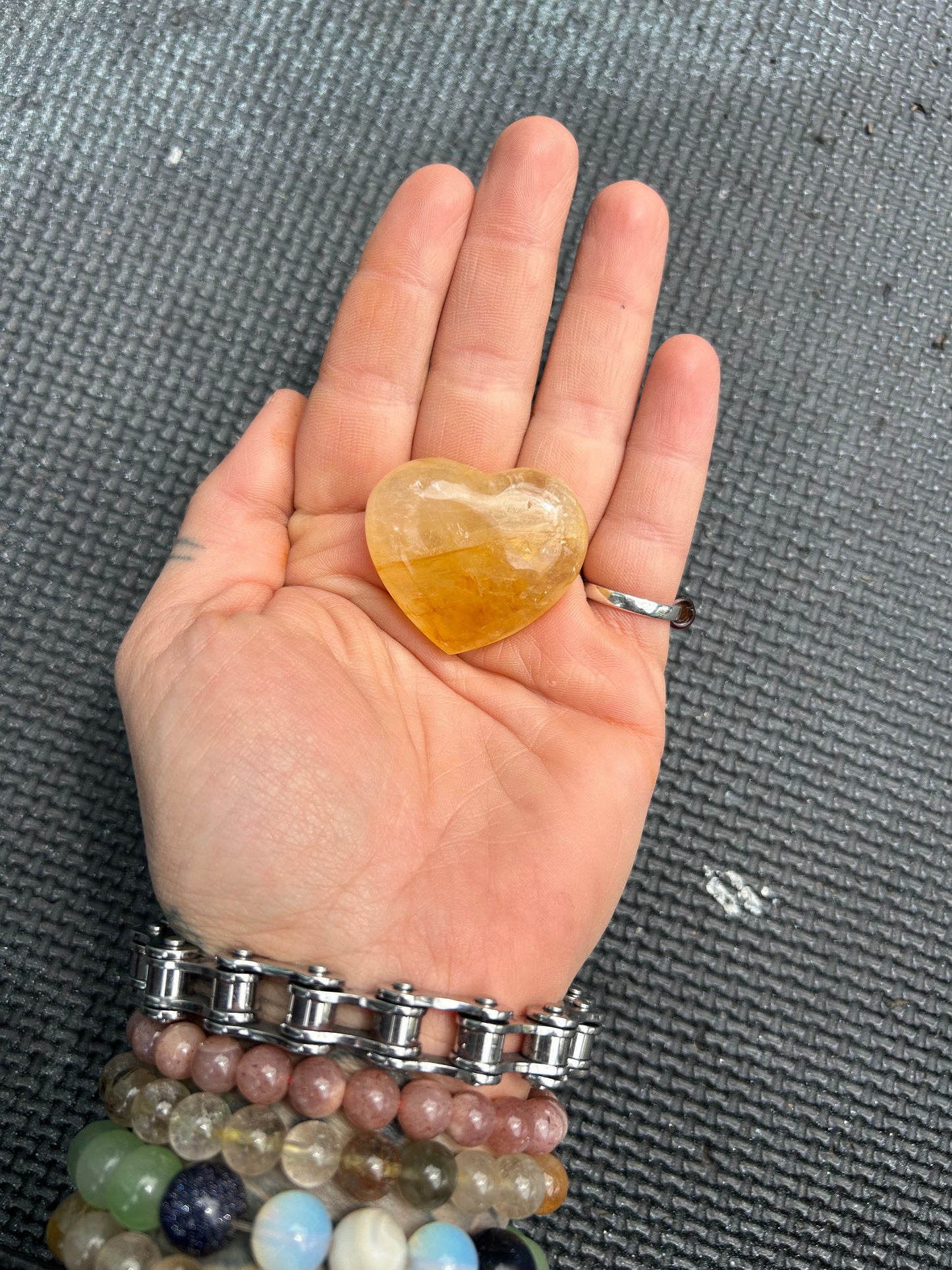 Yellow Calcite Crystal Heart