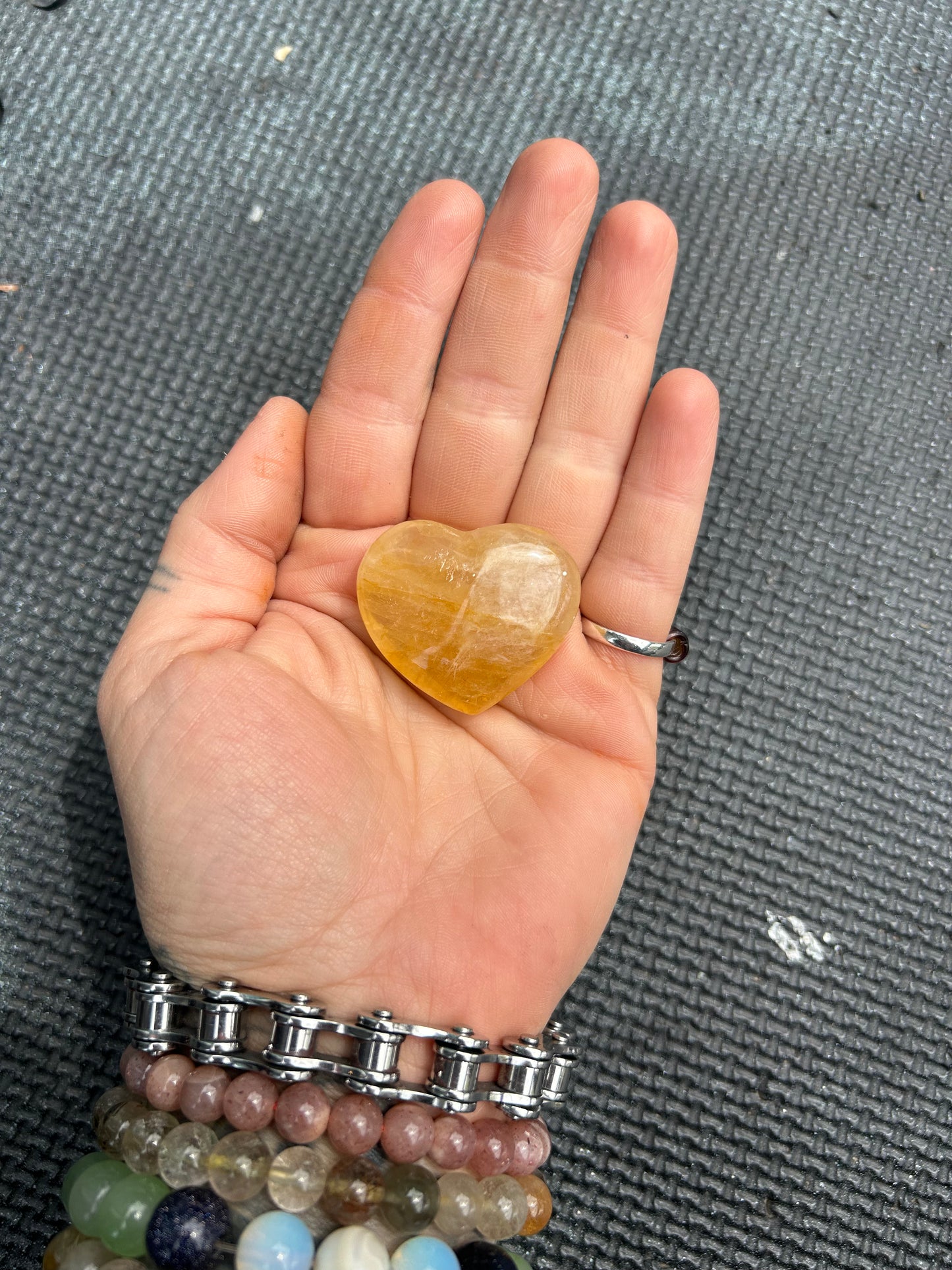 Yellow Calcite Crystal Heart