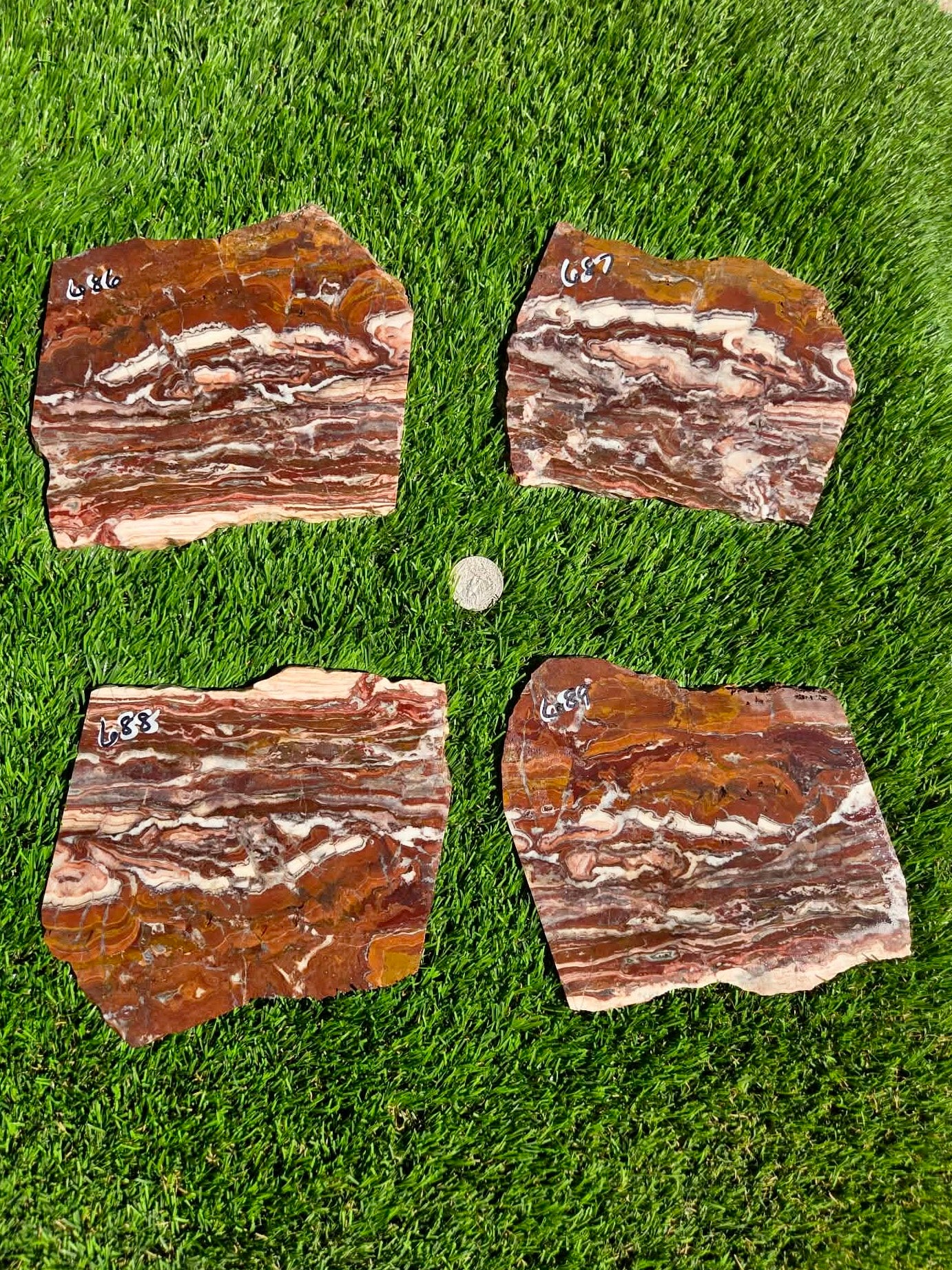 Banded Brecciated Jasper with Agate Slabs O686–689