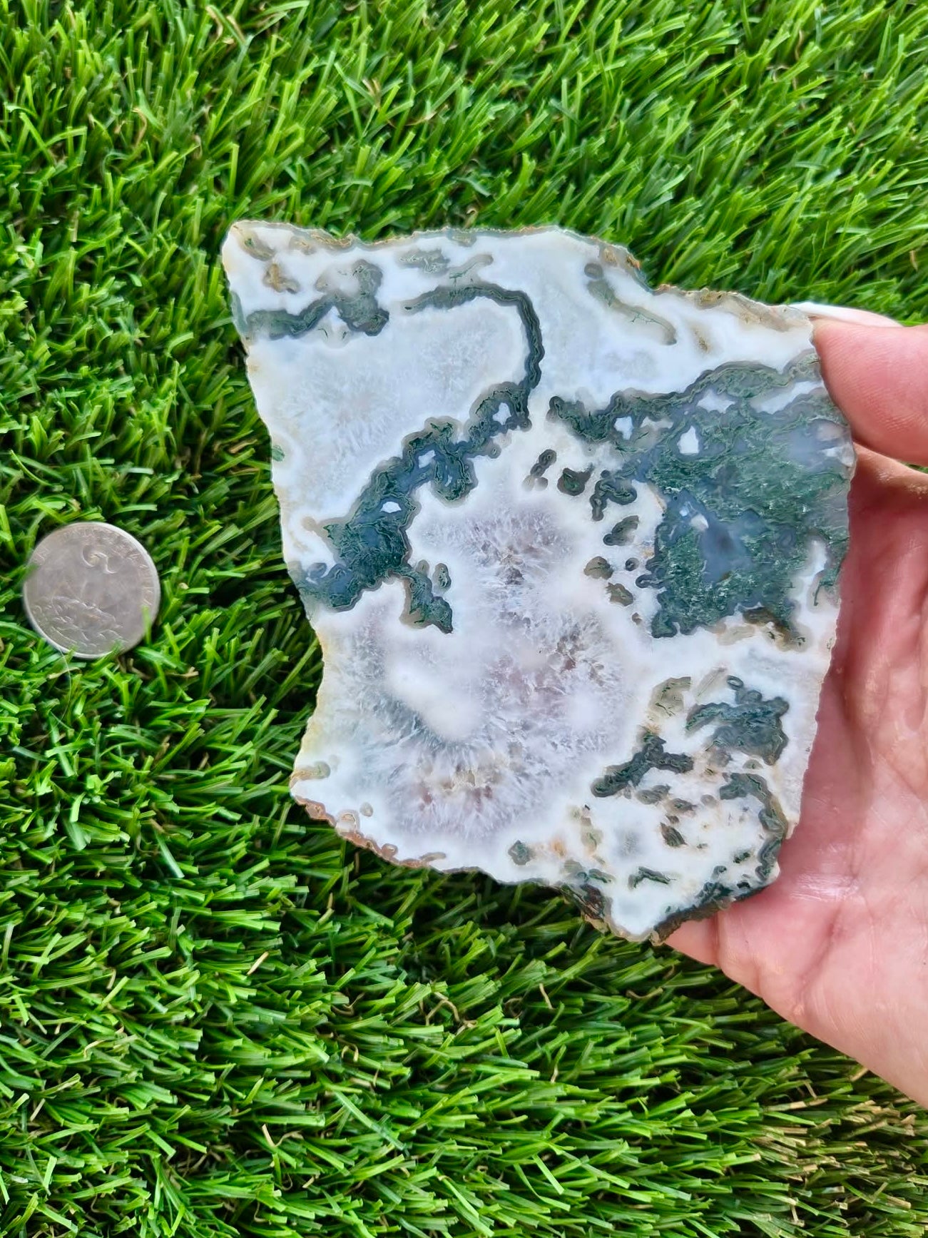 Moss Agate with Crystal Pockets Slabs H366-370