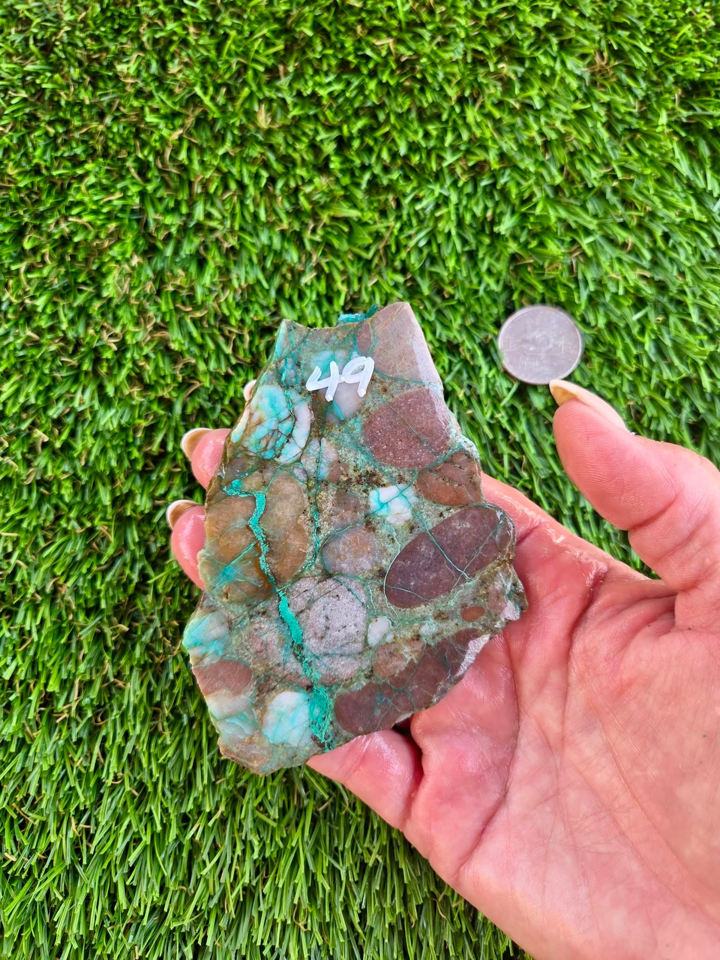 Desert Mosaic Puddingstone with Malachite Slabs A46-49