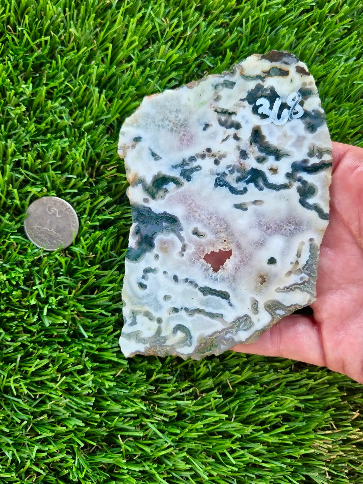 Moss Agate with Crystal Pockets Slabs H366-370
