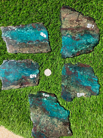 Inspiration Mine Chrysocolla, Malachite & Silica Slabs T896–900