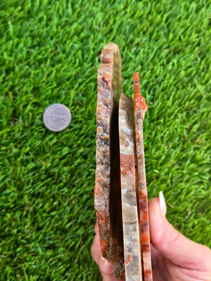 Red Carnelian Fortification Agate Slabs Q794–796