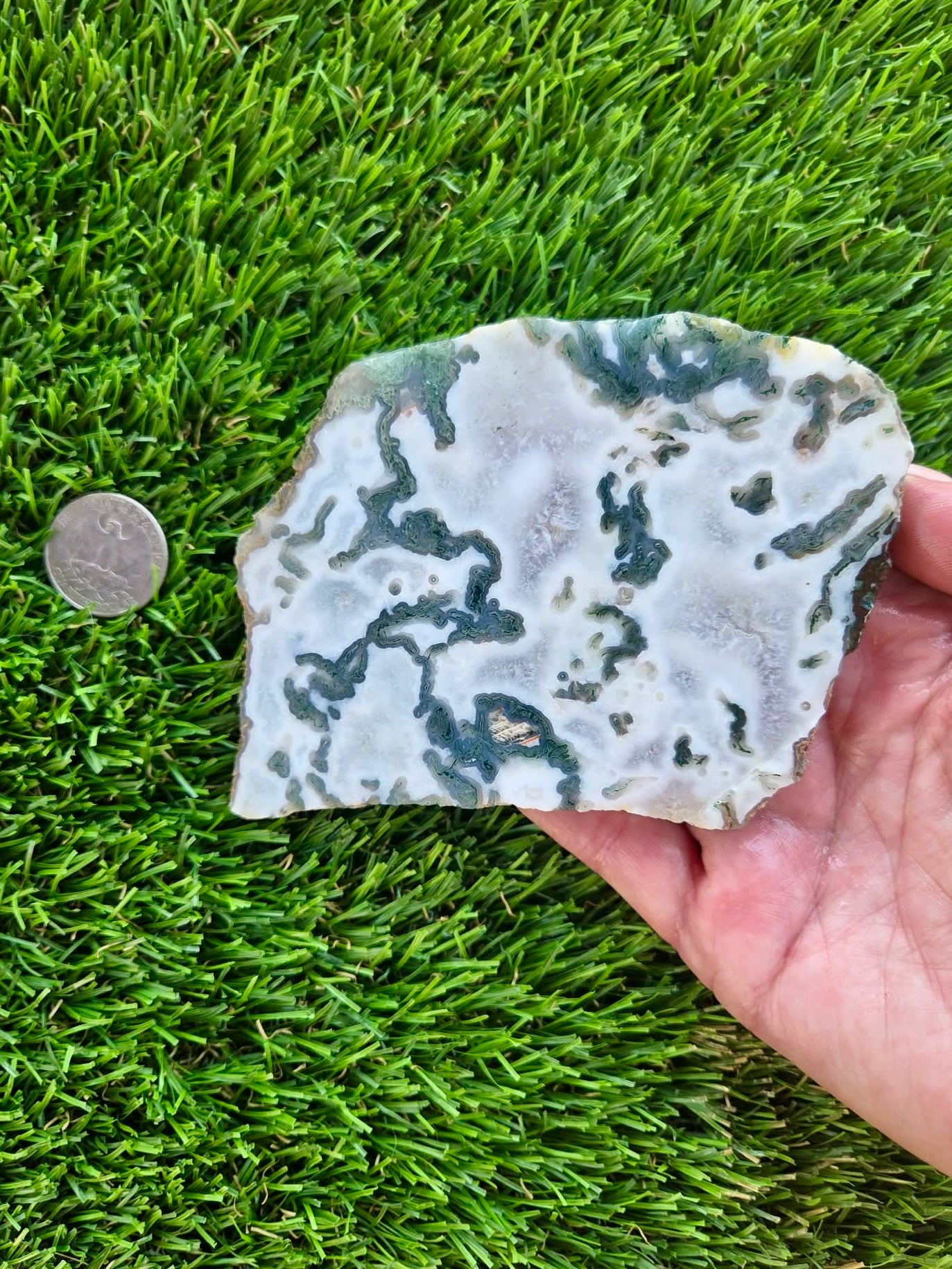 Moss Agate with Crystal Pockets Slabs H366-370