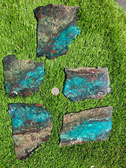 Inspiration Mine Chrysocolla, Malachite & Silica Slabs T896–900