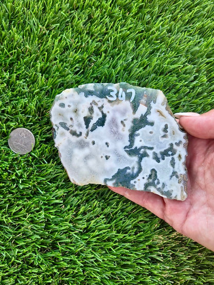 Moss Agate with Crystal Pockets Slabs H366-370