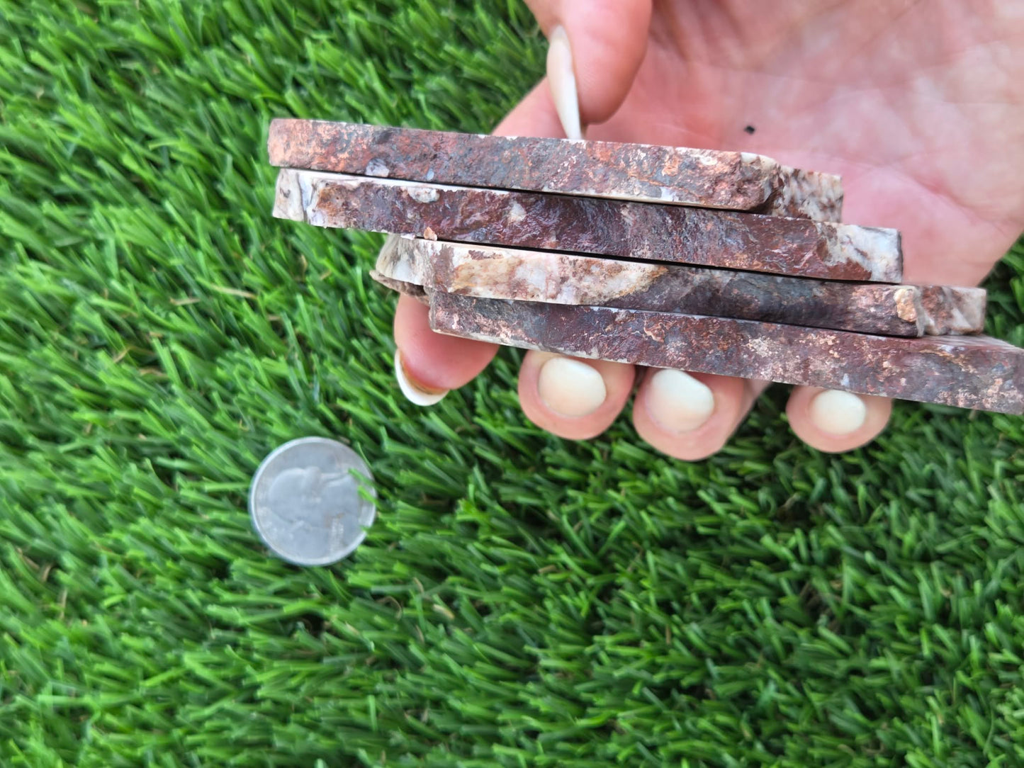 Brecciated Red Jasper with Quartz Slabs O727–730