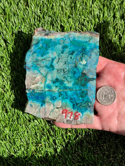 Chrysocolla, Limonite & Tenorite Slabs V975–978