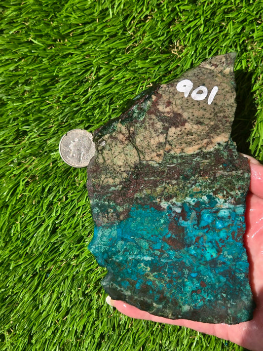 Inspiration Mine Chrysocolla, Malachite & Silica Slabs T901–903