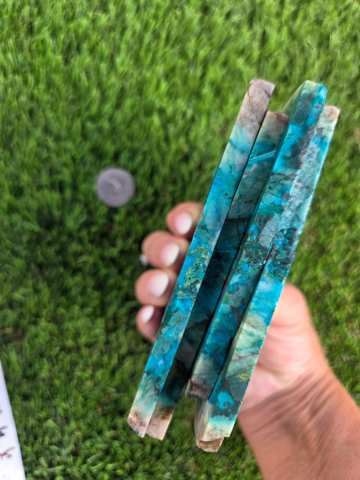 Chrysocolla, Limonite & Tenorite Slabs V975–978