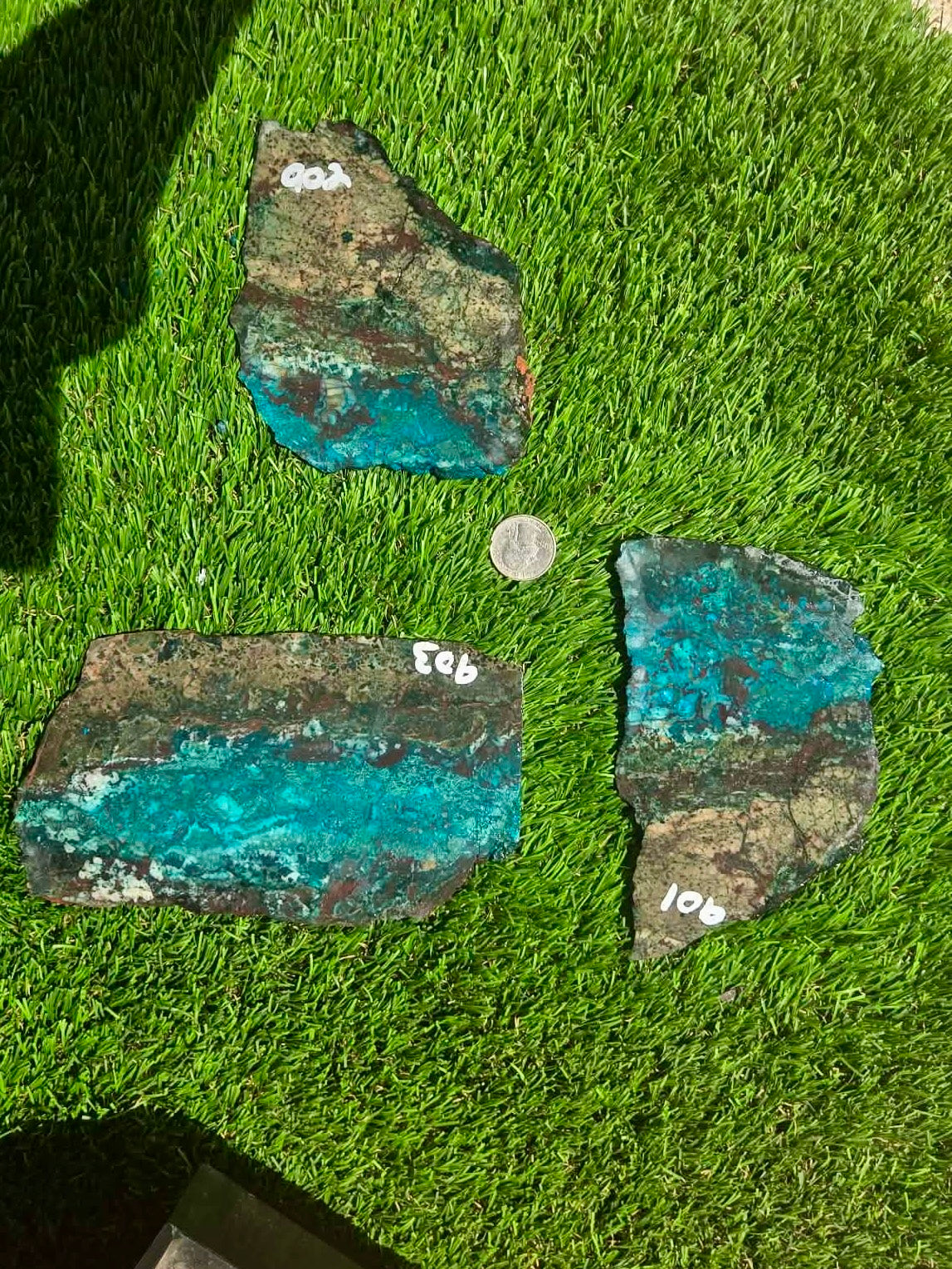 Inspiration Mine Chrysocolla, Malachite & Silica Slabs T901–903