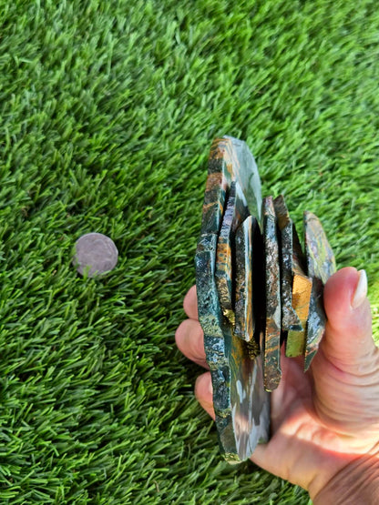 Green Jasper with Tiger Stripes Slabs M605-611