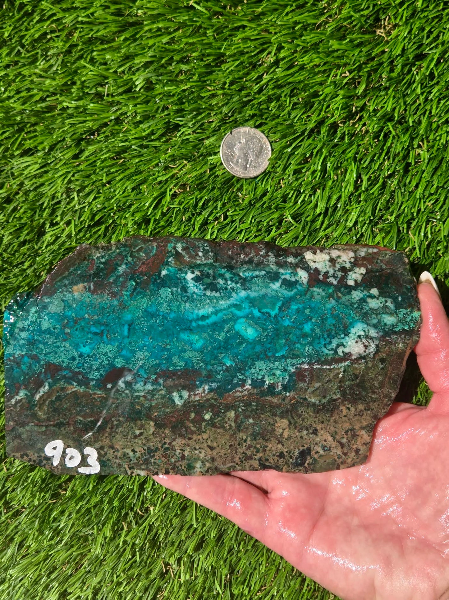 Inspiration Mine Chrysocolla, Malachite & Silica Slabs T901–903