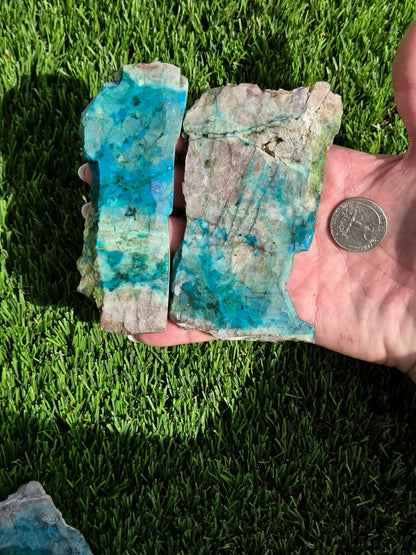 Chrysocolla, Limonite & Tenorite Slabs V975–978