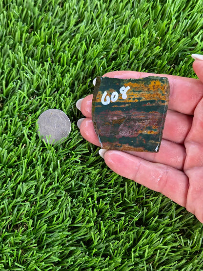 Green Jasper with Tiger Stripes Slabs M605-611