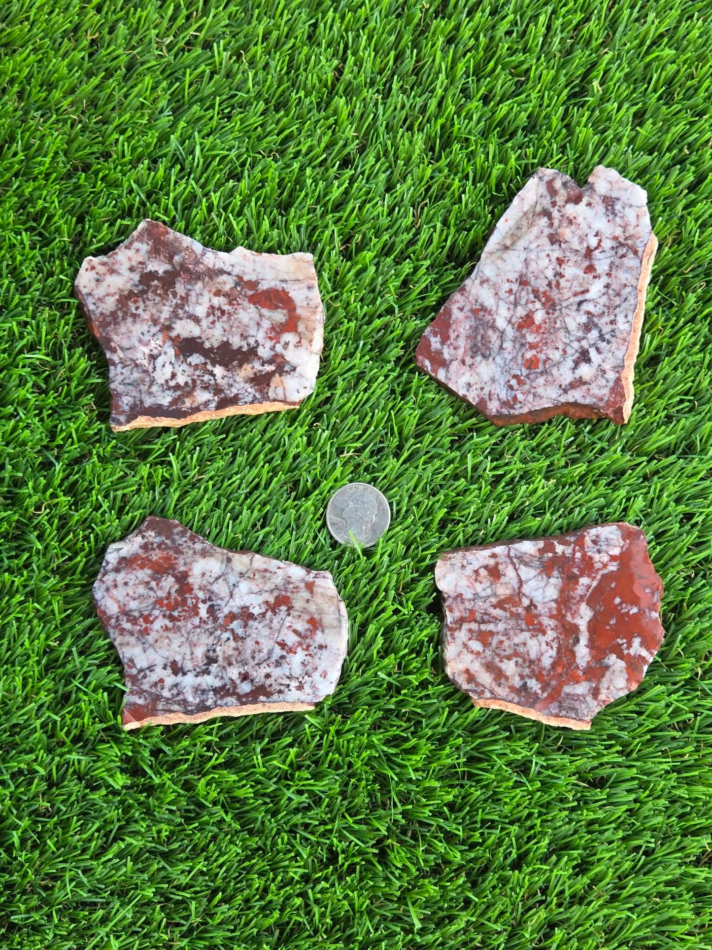 Brecciated Red Jasper with Quartz Slabs O727–730