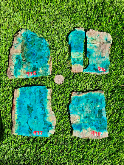 Chrysocolla, Limonite & Tenorite Slabs V975–978