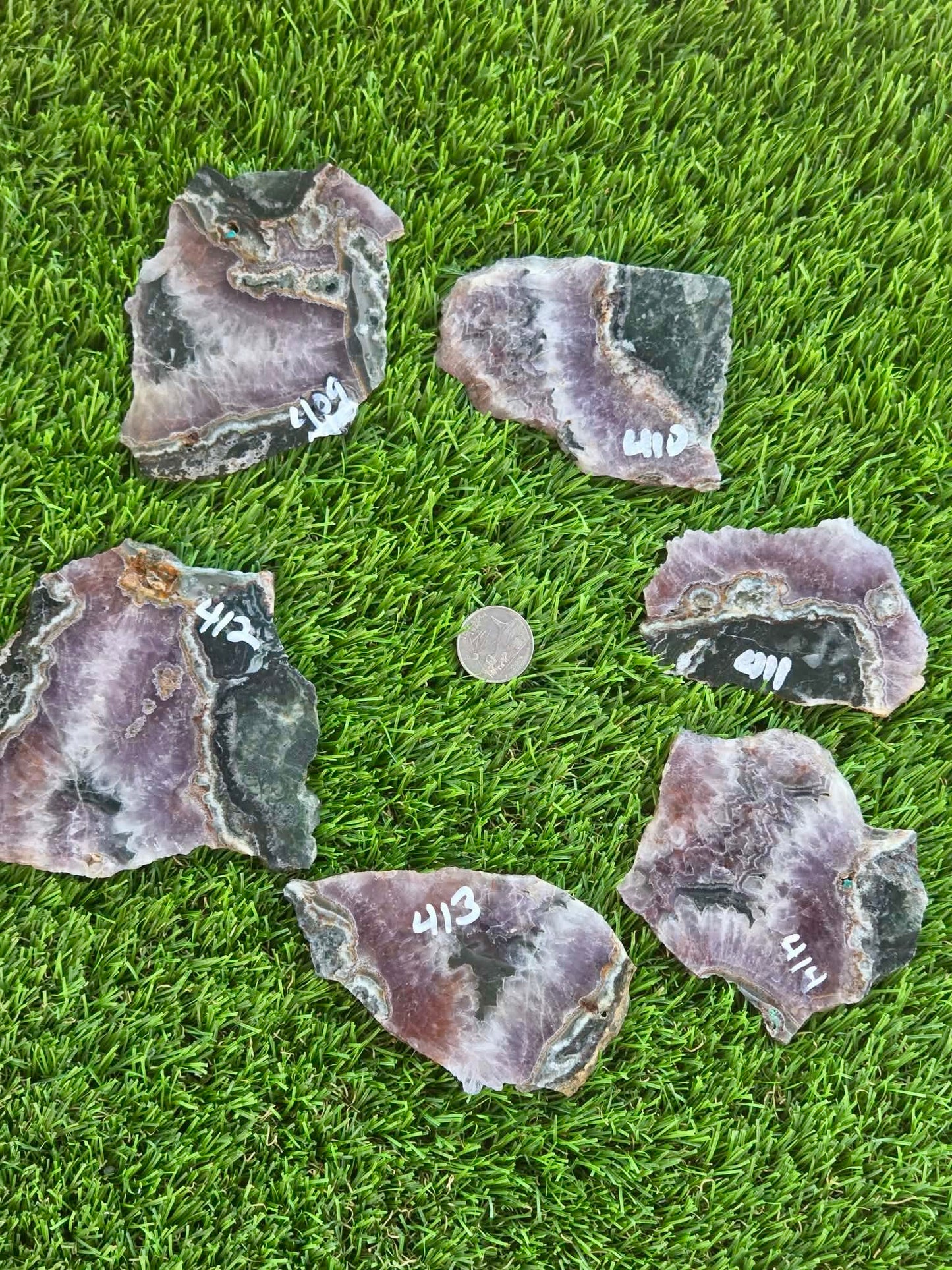 Banded Amethyst & Agate Slabs H409-414