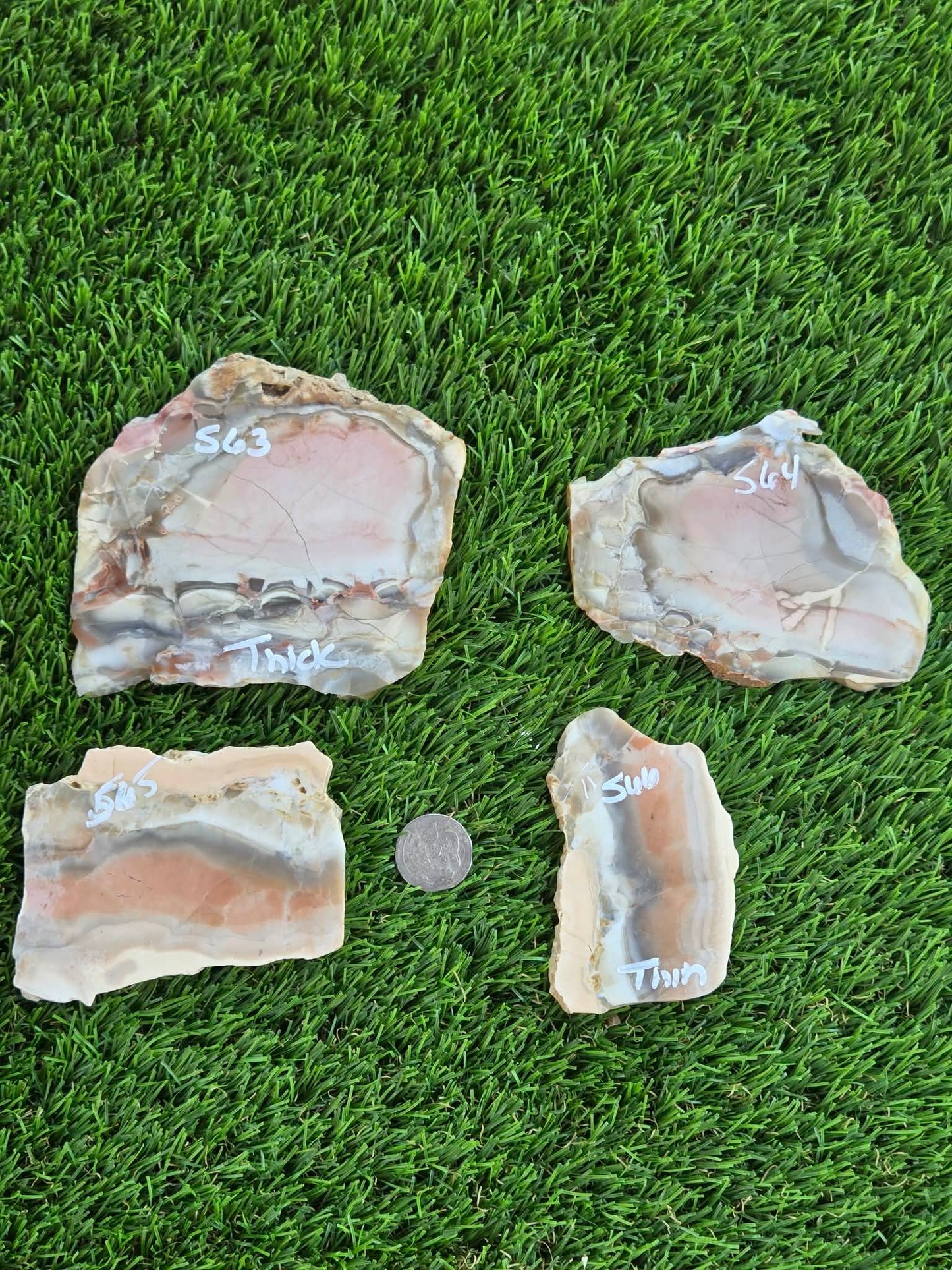 Brecciated Chalcedony Agate – Peach/Pastel Slabs L563-566