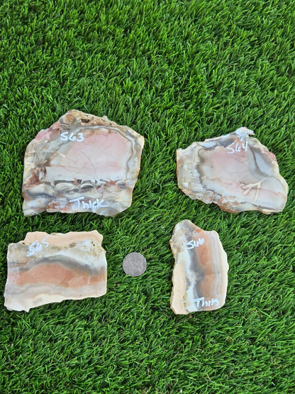 Brecciated Chalcedony Agate – Peach/Pastel Slabs L563-566