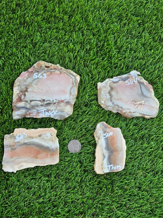 Brecciated Chalcedony Agate – Peach/Pastel Slabs L563-566