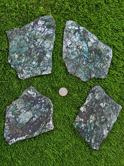 Globe Chrysocolla Hematite & Quartz Slabs D201-204
