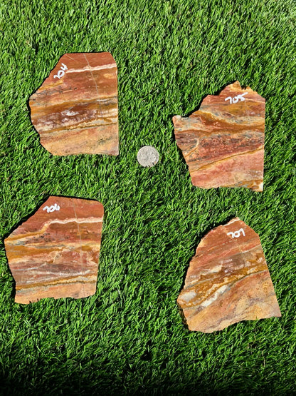 Banded Arizona Jasper with Quartz Veins Slabs O704–707
