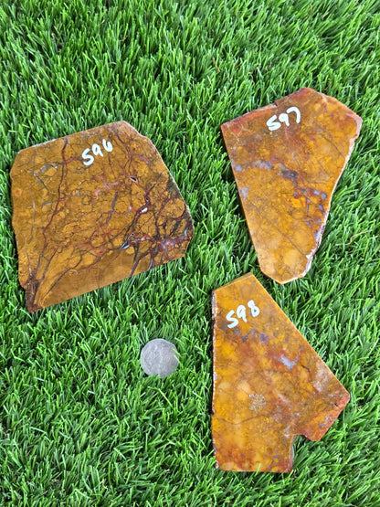 Golden Brecciated Jasper with Agate Veins M596-598