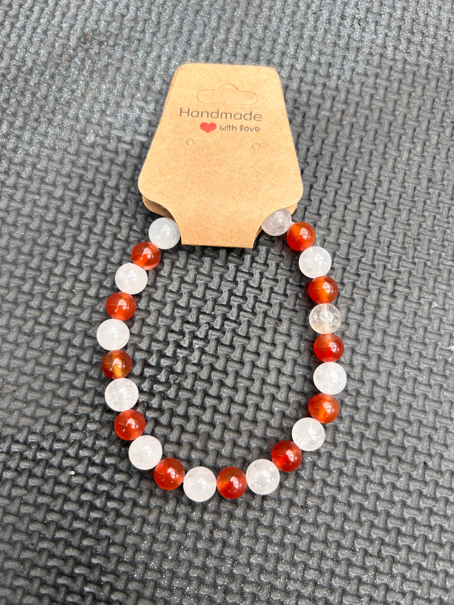 Red Carnelian and Clear Quartz Bracelet