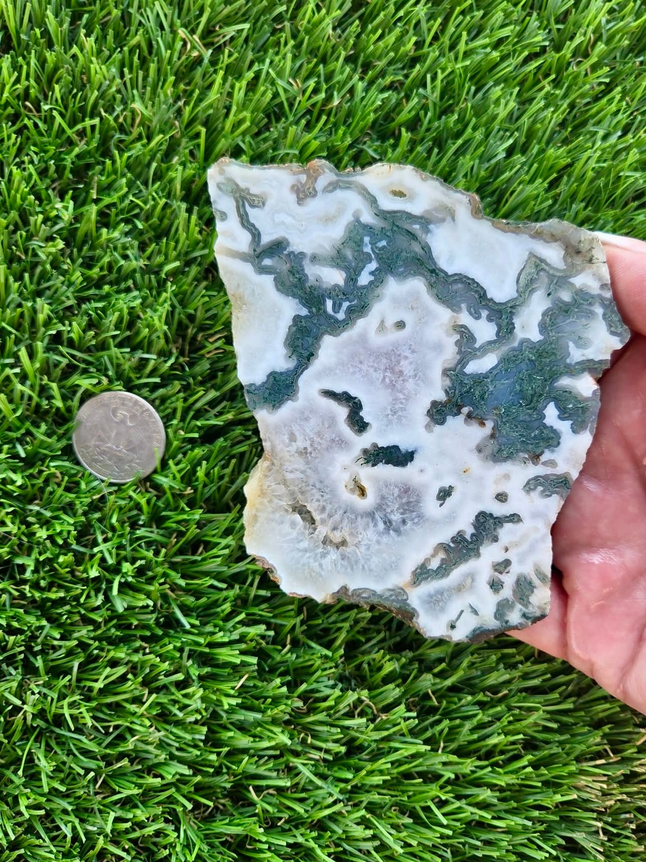 Moss Agate with Crystal Pockets Slabs H366-370