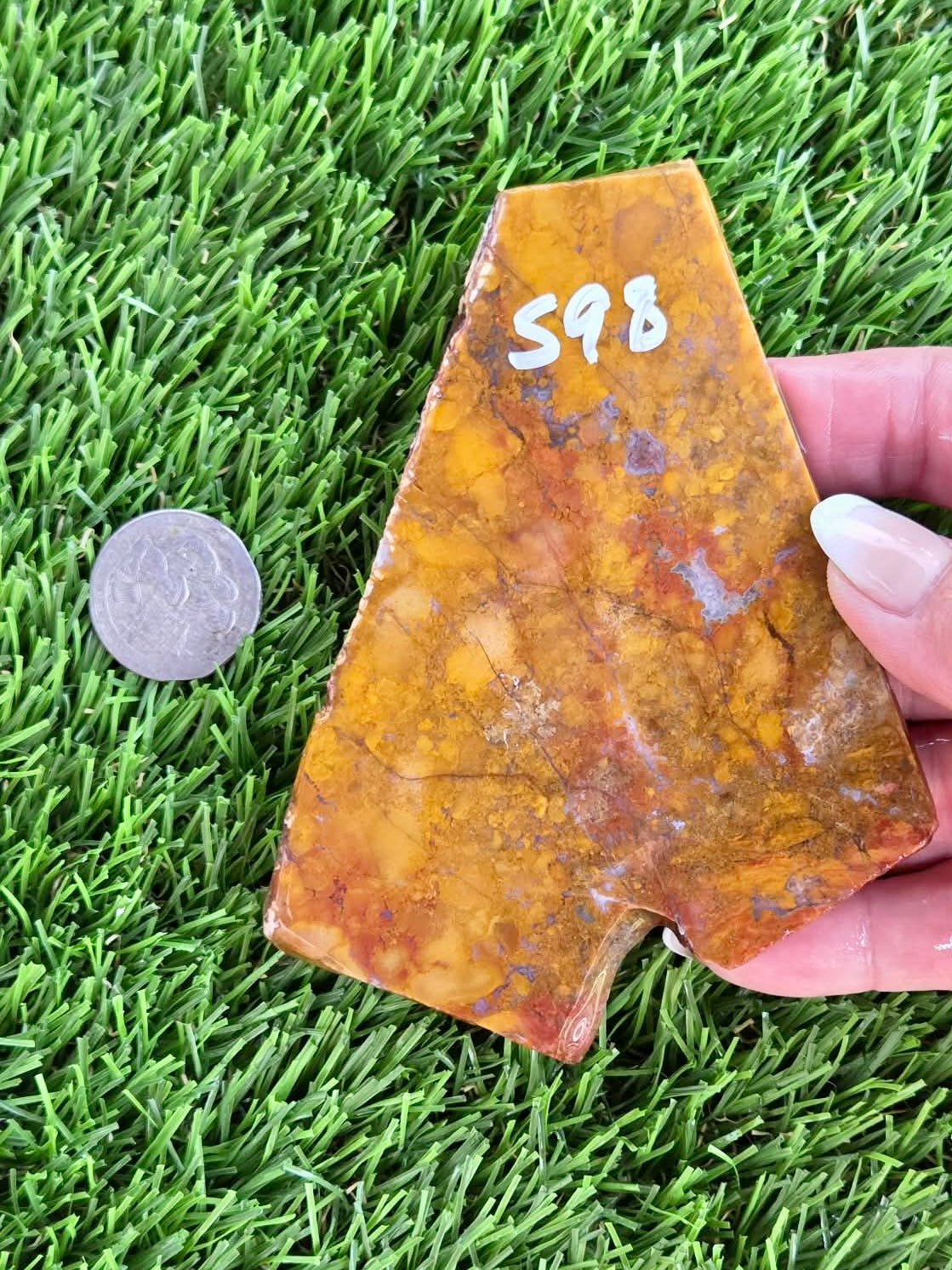 Golden Brecciated Jasper with Agate Veins M596-598