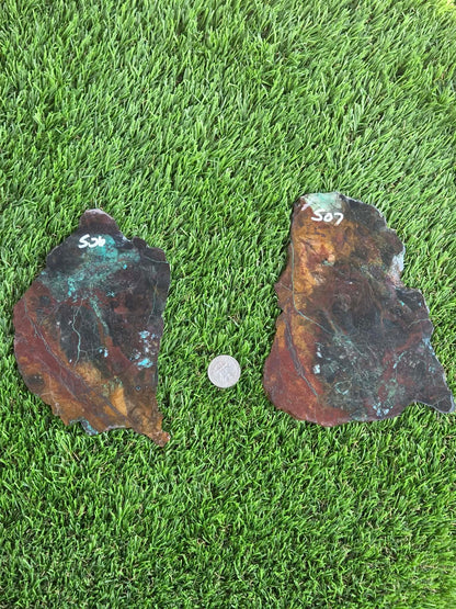 Malachite, Chrysocolla & Cuprite in Quartz Slabs J506-507