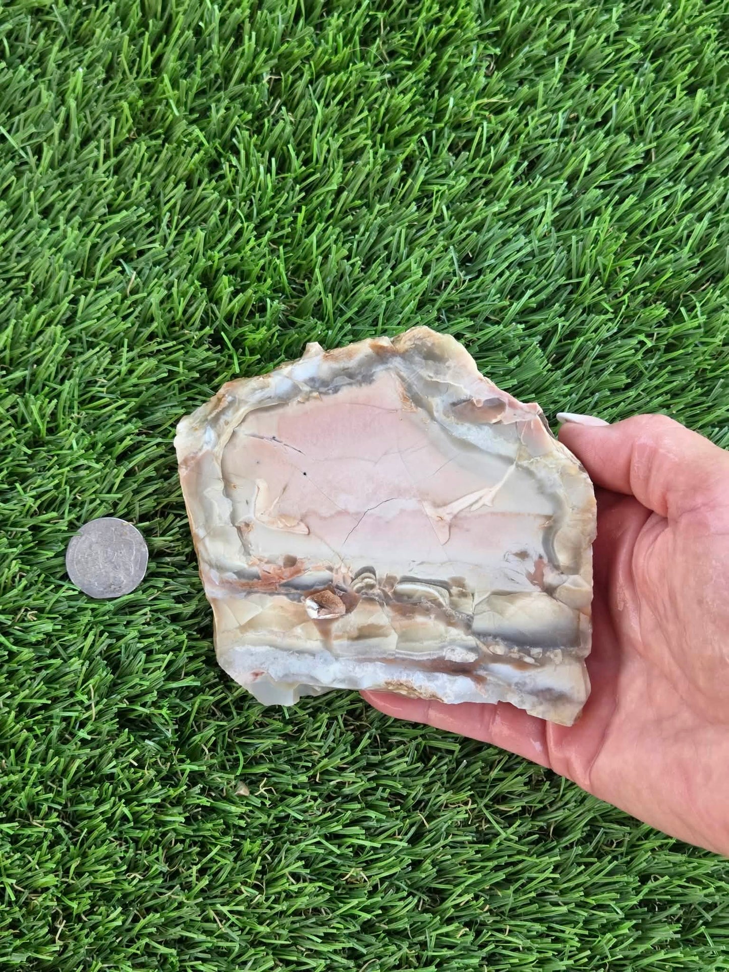 Brecciated Chalcedony Agate – Peach/Pastel Slabs L563-566