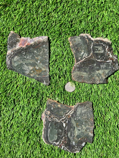 Brecciated Green Jasper Slabs R835–837
