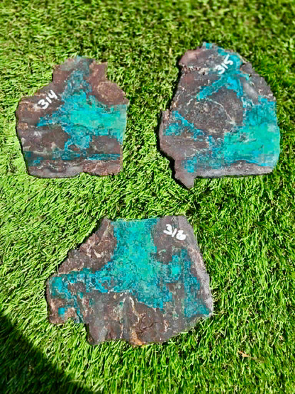 High-End Chrysocolla & Malachite Vein G314-316