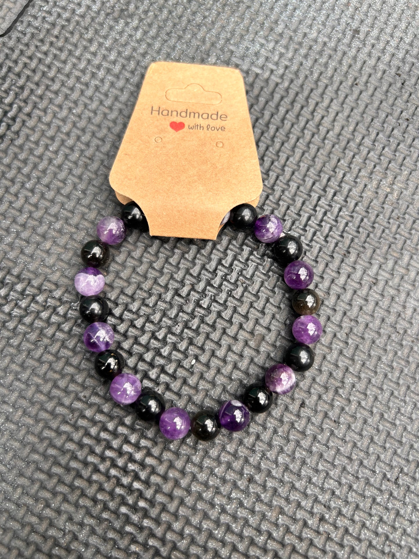 Obsidian and Amethyst Bracelet