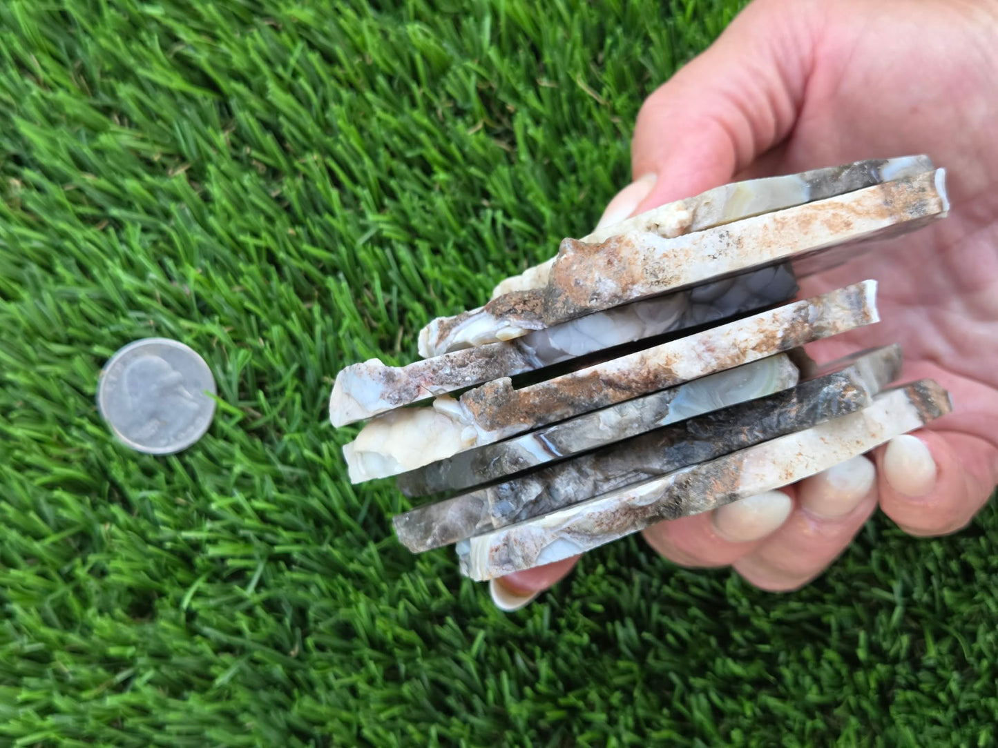 Gray Banded Crazy Lace Agate Slabs O717–723
