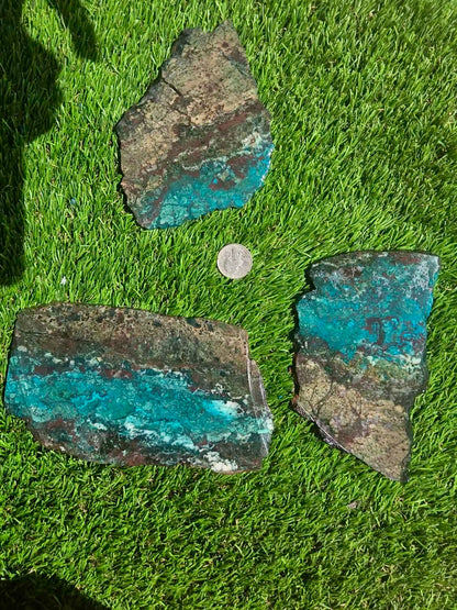 Inspiration Mine Chrysocolla, Malachite & Silica Slabs T901–903