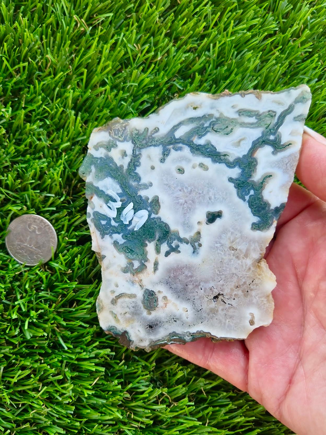 Moss Agate with Crystal Pockets Slabs H366-370