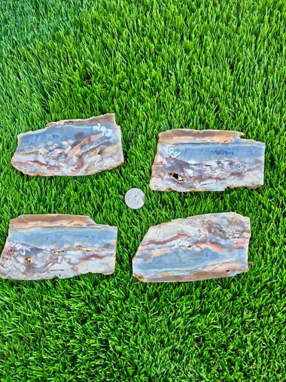 Rare Purple & Peach Burro Creek Agate Slabs F293-296