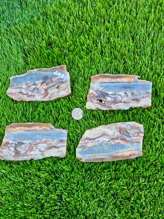 Rare Purple & Peach Burro Creek Agate Slabs F293-296