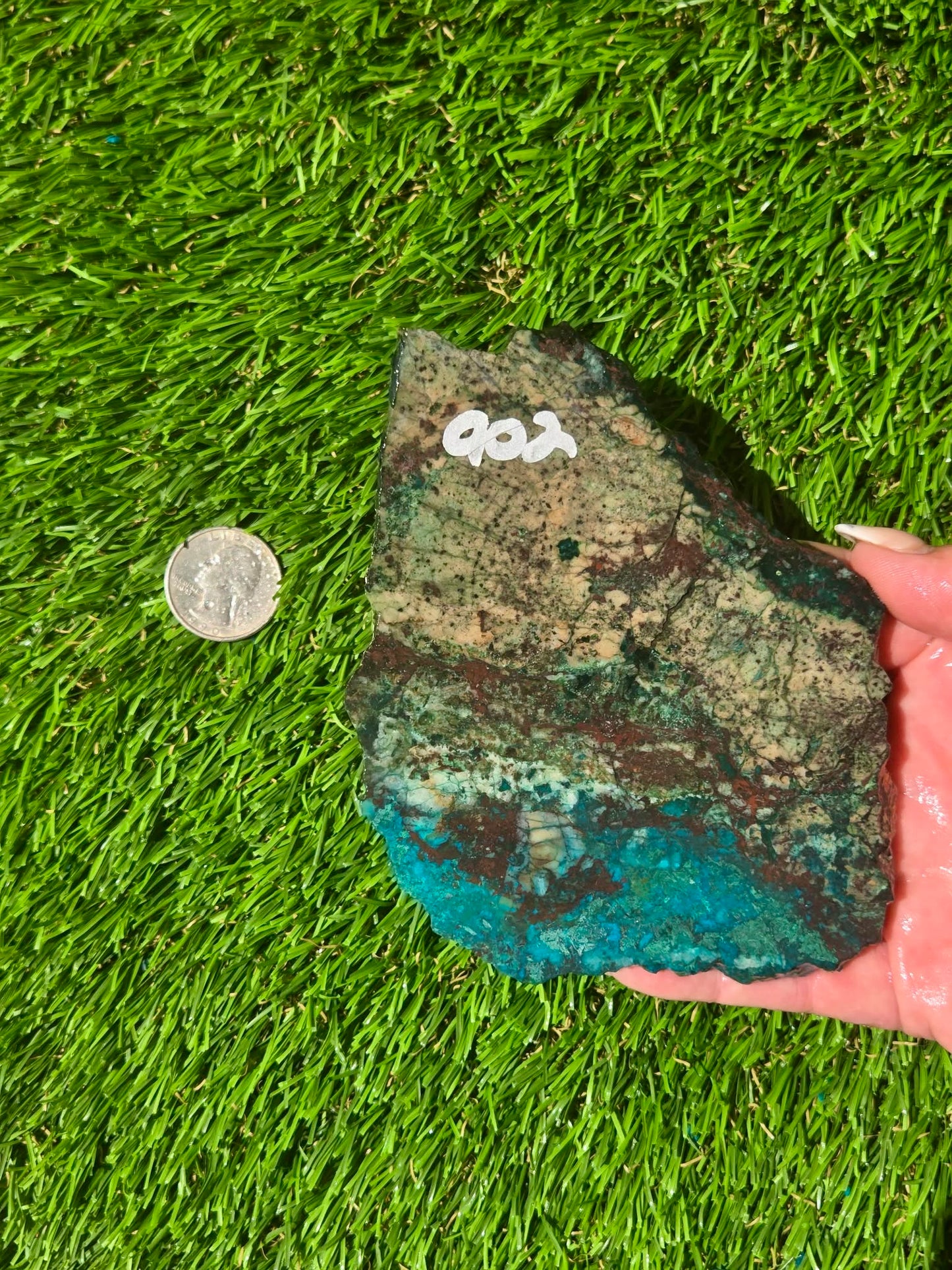 Inspiration Mine Chrysocolla, Malachite & Silica Slabs T901–903