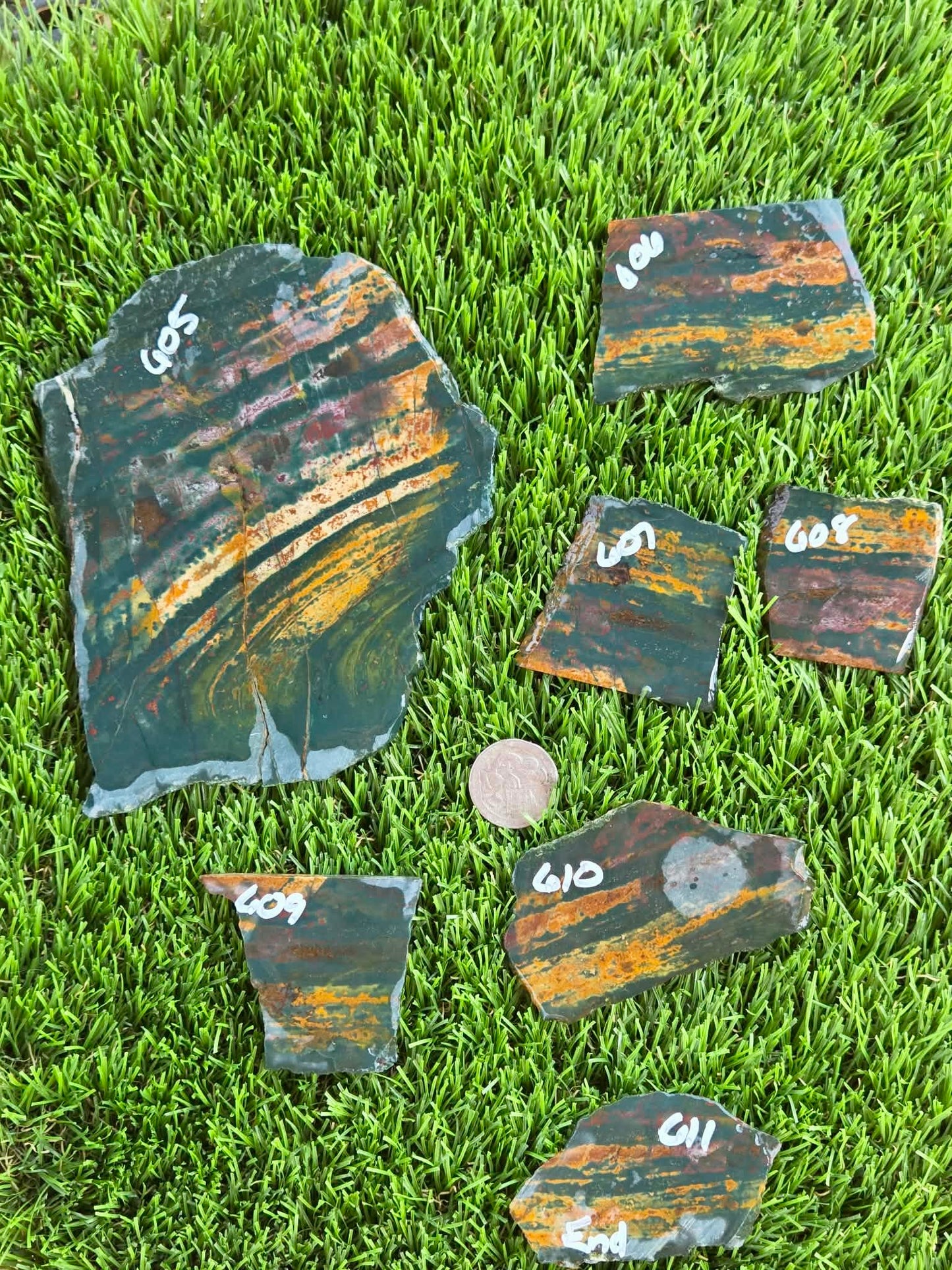 Green Jasper with Tiger Stripes Slabs M605-611