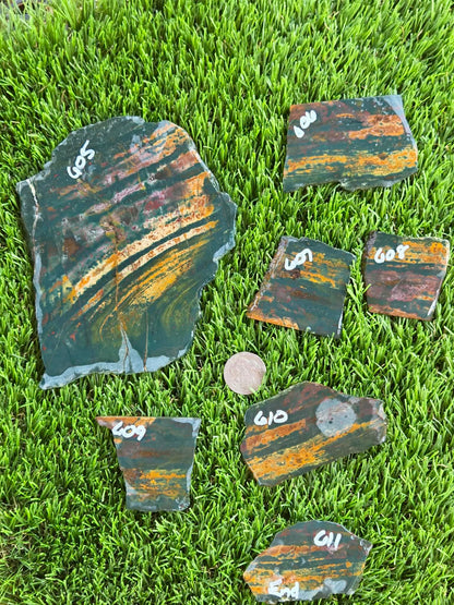 Green Jasper with Tiger Stripes Slabs M605-611
