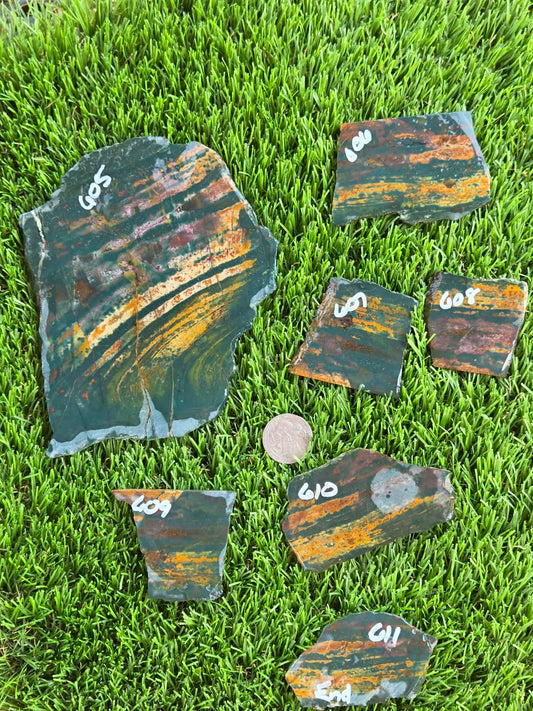 Green Jasper with Tiger Stripes Slabs M605-611