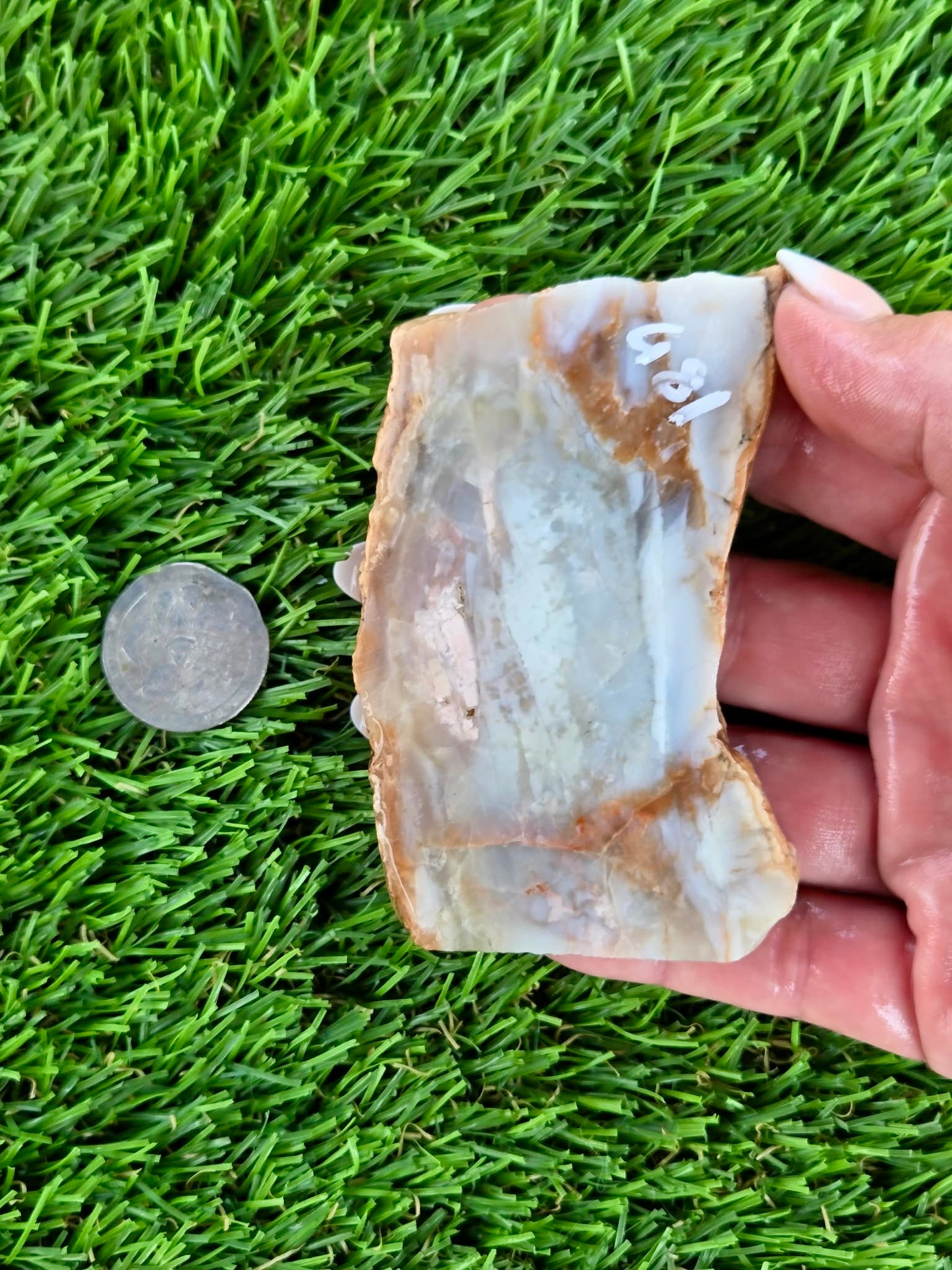Peach, Cream & Gray Banded Agate Slabs N678-683