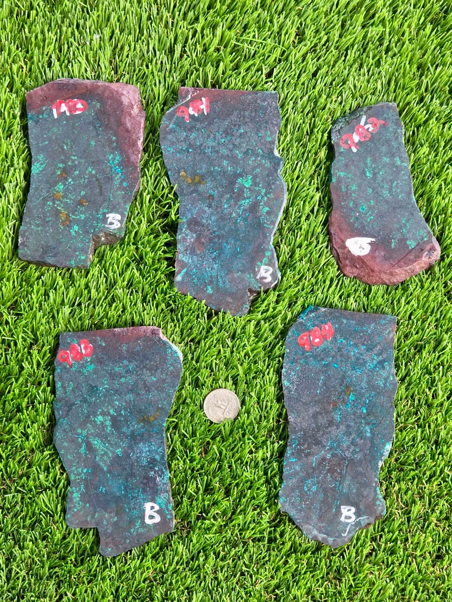 Galena Chrysocolla & Malachite Slabs V980–984